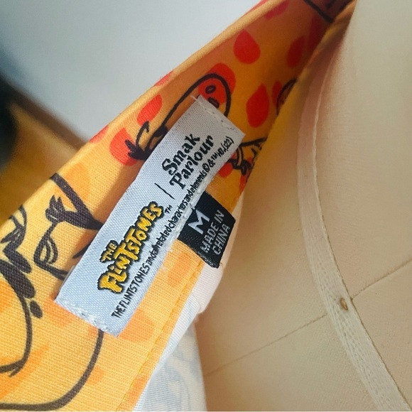 Smak Parlour x Flintstones Mustard & Orange Dino Print Mod Skirt-Size Medium-NWT - Picture 8 of 9